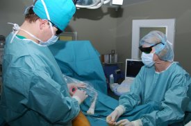 Doc. Linas Velička atlieka kojų venų operaciją lazeriu